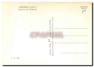 Fougères — A entrada do Castelo — Edições (I.&V.) — Verso