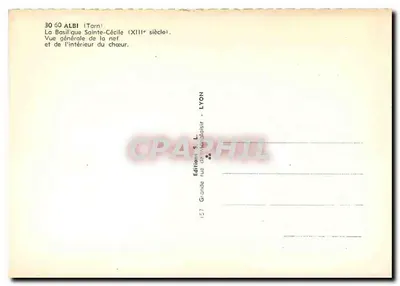 Albi (Tarn) — Bazylika św. Cecylii, ogólny widok nawy i wnętrza chóru — Wydawnictwo S. L. Lyon — Rewers