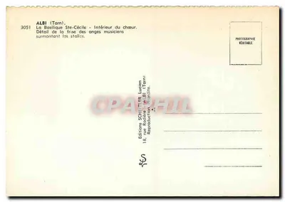 Albi (Tarn) — Bazylika św. Cecylii — Szczegół paski z aniołów muzyków nad ławkami — Éditions Scheiter, Lucien — Rewers