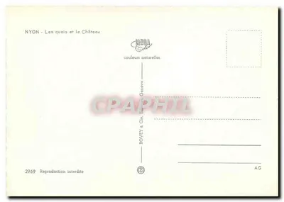 Nyon - Os quais e o Castelo — editor BOYEY & Cie, Genebra, n° 2969 — Verso