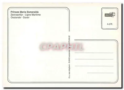 Princesa Maria Esmeralda — ferry entre Ostende e Dover — editor a.v.m. n° A.275 — Verso