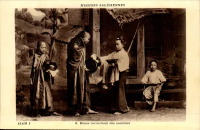 Siam — Bonzes recolhendo ofertas — Missões Salesianas, série Siam I, n°6
