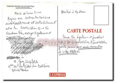 Korespondencja — poczciar w mundurze niebieskim — L'Express — Rewers