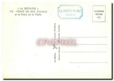Ponta do Raz — Farol da Velha — Éditions Audienne (Finistère) — Verso