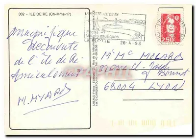 Isle of Ré — Aerial view, lighthouse, harbors and beaches — Artaud Frères, number 362 — Back