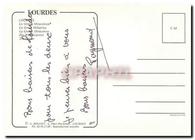 Lourdes — Orações e Luzes diante da Gruta — A. Doucet — Verso
