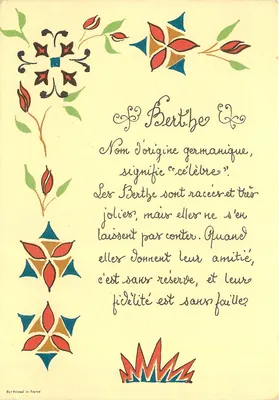 Berthe — Origem germânica — FL-Impresso na França