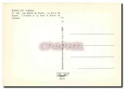 Os Desfiladeiros de Ruoms — A Ardèche e no fundo, o Rocher de Sampzon — CIM — Verso