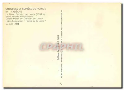 Mont Gerbier des Joncs — (1 554 m) — Éditions d'Art Jean-Jaurès, Paris — Verso