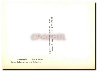 Chauvigny — Base de coluna com cabeça de mulher — Igreja de São Pedro — Verso
