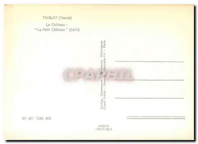 Tanlay (Yonne) — Mały Zamek (1610) — Service Commercial Documents Historiques, Paryż — Rewers