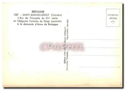 Saint-Jean-du-Doigt — Arc de Triomphe z XV wieku i elegancka fontanna — Wydawnictwo Sztuki JOS, Châteaulin — Rewers