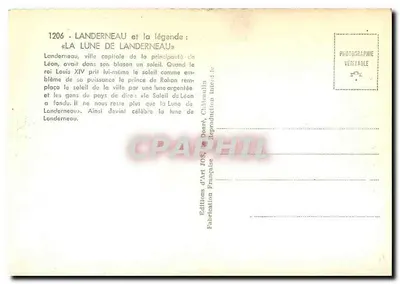 Landerneau — Księżyc Landerneau — Wydawnictwo Sztuki Jos. De Doaré, Châteaulin — Rewers
