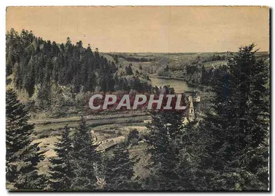 Landerneau — Vista geral sobre os bosques e o Lago de Pont-Chris — Edição P. Diouer, Landerneau