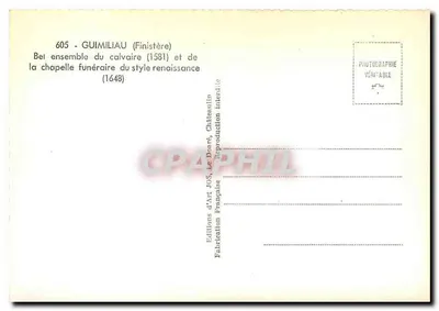 Guimiliau (Finistère) — conjunto do calvário (1581) e da capela funerária (1648) — Éditions d'Art JOS, Le Doaré — Verso