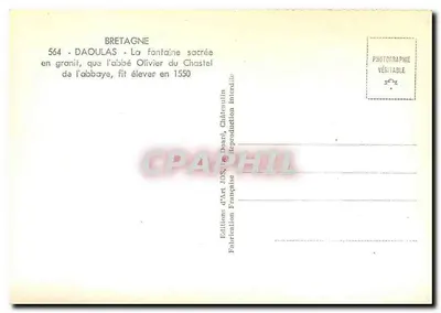 Daoulas - A fonte sagrada em granito — editor Jos, n° 564 — Verso