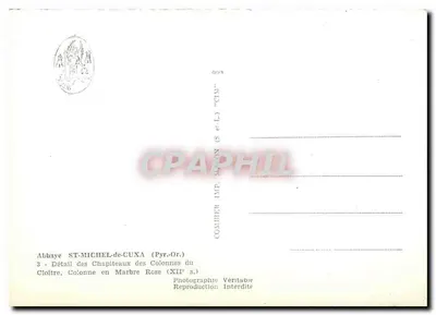 Abpia Świętego Michała w Cuxa — Szczegółowy widok kapitele kolumn w klasztorze — Comibier (S et L) 'CIM' — Rewers