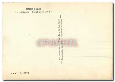 Cahors (Lot) — A catedral — Portal norte (século XI) — Les Éditions d'Art 'V.C.N.', Paris — Verso