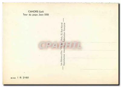 Cahors (Lot) — Wieża papieża Jana XXII — Wydawnictwo Sztuki 'An XXV', Paryż — Rewers