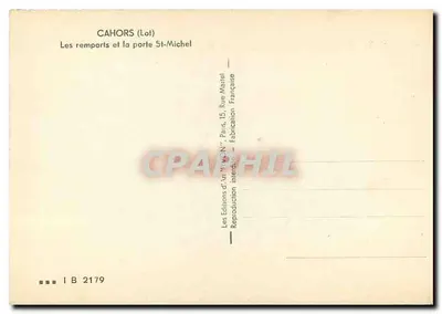 Cahors (Lot) — Os muros e a porta Saint-Michel — Les Éditions d'Art Marial, Paris — Verso