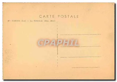 Cahors (Lot) — A Catedral (Mon. Hist.) — Réligégraphe Bacon — Verso