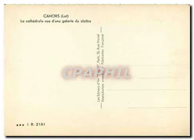 Cahors (Lot) — Katedra widziana z galerii klasztoru — Wydawnictwo Art Marrel, Paryż — Rewers