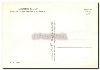 Trasa Aven Armand i Ste-Enimie — Lozère — Wydawnictwo Sztuki, Paryż — Rewers