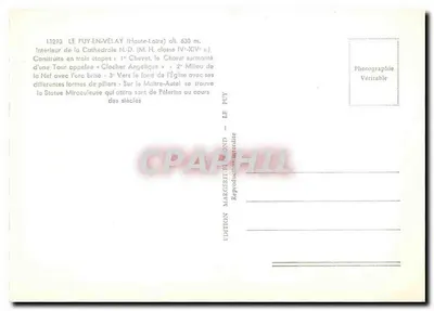 Wnętrze katedry Najświętszej Maryi Panny — Le Puy-en-Velay — Wydawca E/INO — Rewers