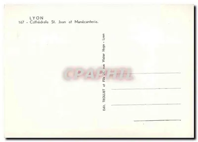 Lyon - Catedral de São João e Manécanteria — Editor Trollet e Fils, Lyon — Verso