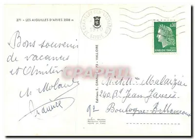 Les Aiguilles d'Arves — ruínas de capela — Editions E. Granges — Verso