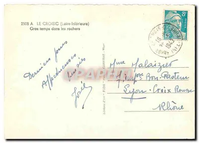 Le Croisic — Tempestade nas rochas — Éditions d'Art Flor, Nîort, n° 2508 A — Verso