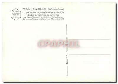 Paray-le-Monial — Jardim do mosteiro da Visitação — Santuário das Aparições do Coração Sagrado — Verso