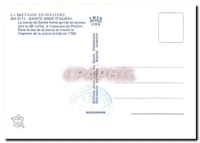 Sainte Anne d'Auray — procesja Pardonu — Wydawnictwo Art Iris Jos — Rewers