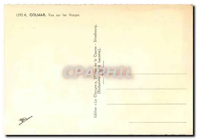 Colmar — Vista sobre os Vosges — Edição La Cigogne — Verso
