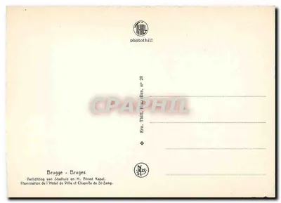 Brukselka — Ratusz i Kaplica Świętego Krwi — oświetlenie — Ern. Thill, Bruksela, n° 20 — Rewers