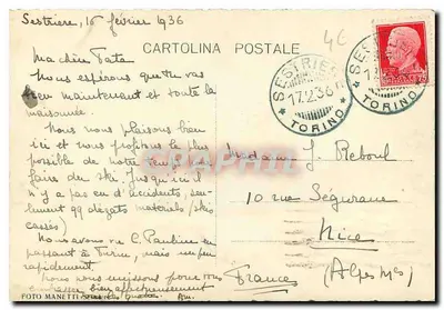 Bilhete postal moderno Sestriere Panorama — Verso