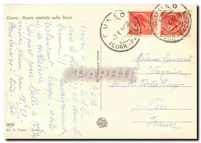 Cuneo - Novo viaduto sobre a Stura — Éd. E. Fresia, n° 6640 — Verso