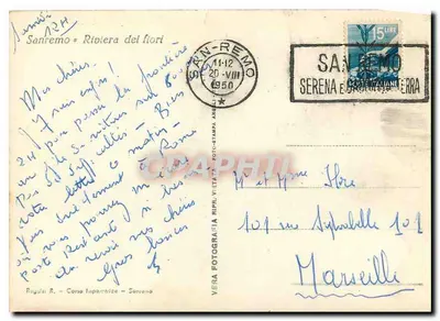 Sanremo - Widok z południowego zachodu — seria 119 — PRAWdziwa fotografia RIPP. ZABRONIONO — wydawca Reggali R. — Rewers