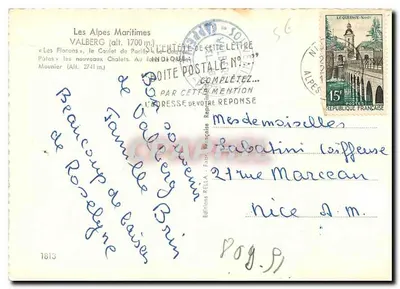Alpy Morskie — VALBERG (alt. 1700 m) — Wydawnictwo Rella, n° 1813 — Rewers