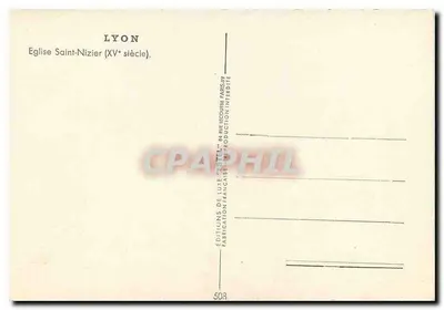Lyon — Igreja de São Nizier (século XV) — Éditions de Luxe Estel, n°508 — Verso