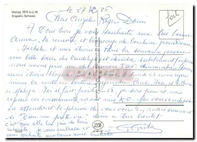 Maloja — zimowy widok z kościołem — wydawca Maloja — Rewers
