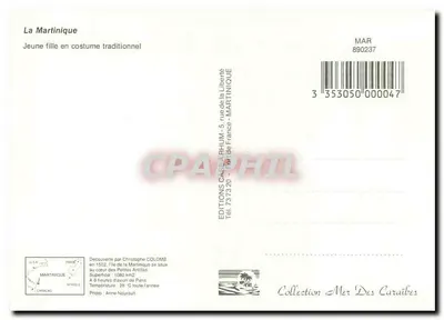Młoda kobieta w stroju tradycyjnym — Martinique — Wydawnictwo Casea de la Liberté — Rewers