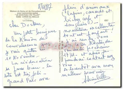 Castelo do Tillet — Casa de Cura e Convalescência — Cires-lès-Mello — Verso