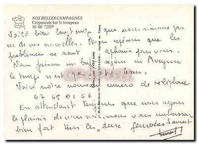 Crepuskuł nad stadem — NOS BELLES CAMPAGNES — Éditions d'Art S.P.A.D.E.M. — n° 10 00 7255* — Rewers