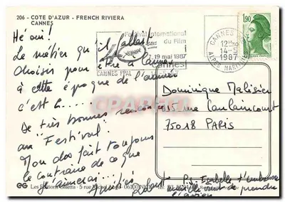 CANNES - RIVIERA CÔTE D'AZUR — nocny widok portu i hoteli — Les Éditions Gilletta, n° 206 — Rewers