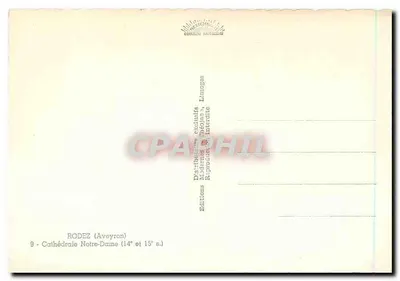 Rodez - Catedral de Nossa Senhora — Editor Theegies, n°9 — Verso