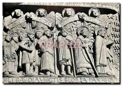 Conques (Aveyron) — O tympan (século XII). Os Eleitos.