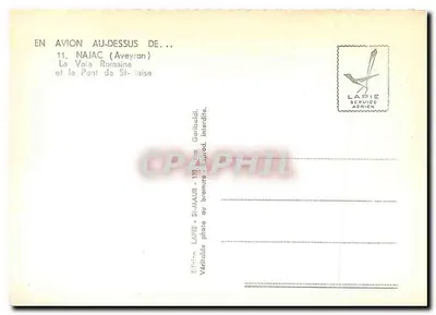 Najac (Aveyron) — A Via Romana e o Ponte de St-laïse — Edição Lapie, Serviço Aéreo — Verso