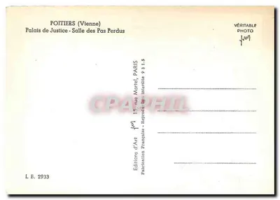 Poitiers (Vienne) — Pałac Sądowy — Sala Straczeń — Wydawnictwo Sztuki, Paryż — Rewers