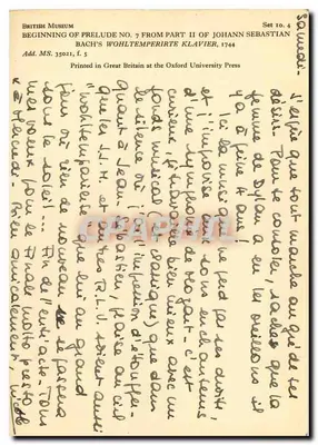 Prélude Bacha — początek Prélude nr 7, część II — British Museum, Oxford University Press, seria nr 4 — Rewers